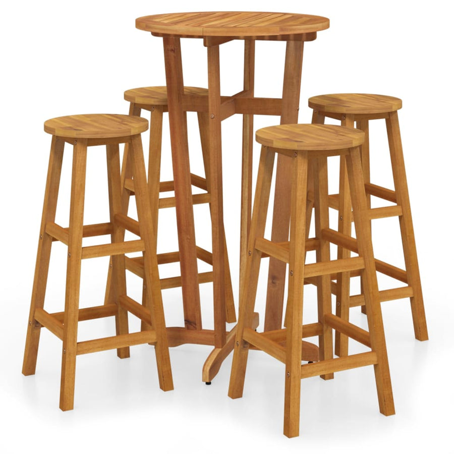 5 Piece Garden Bar Set Solid Wood Acacia