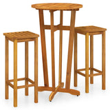3 Piece Garden Bar Set Solid Wood Acacia - Front View