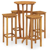 5 Piece Garden Bar Set Solid Wood Acacia - Front View