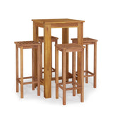 5 Piece Garden Bar Set Solid Wood Acacia - Front View