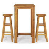 3 Piece Garden Bar Set Solid Wood Acacia - Front View