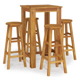 5 Piece Garden Bar Set Solid Wood Acacia - Front View