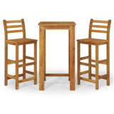 3 Piece Garden Bar Set Solid Wood Acacia - Front View