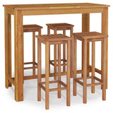 5 Piece Garden Bar Set Solid Wood Acacia - Front View