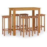 7 Piece Garden Bar Set Solid Wood Acacia - Front View