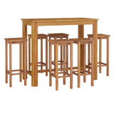 7 Piece Garden Bar Set Solid Wood Acacia - Side View