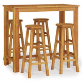 5 Piece Garden Bar Set Solid Wood Acacia - Front View