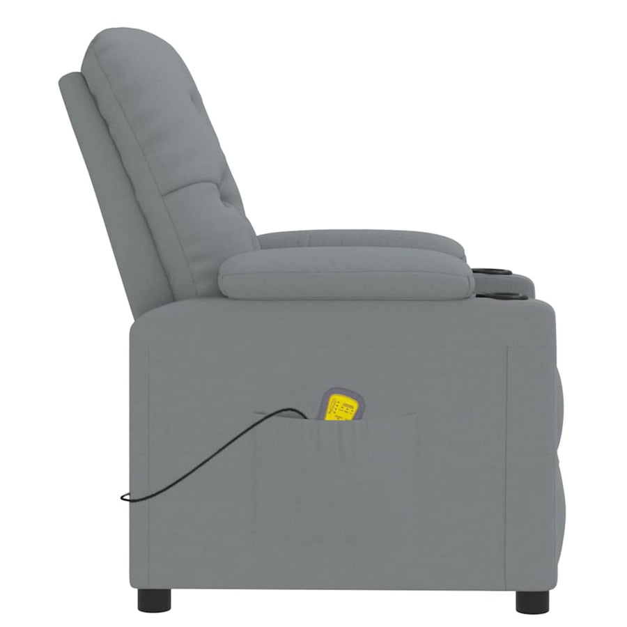 Massage Recliner Chair Light Grey Fabric