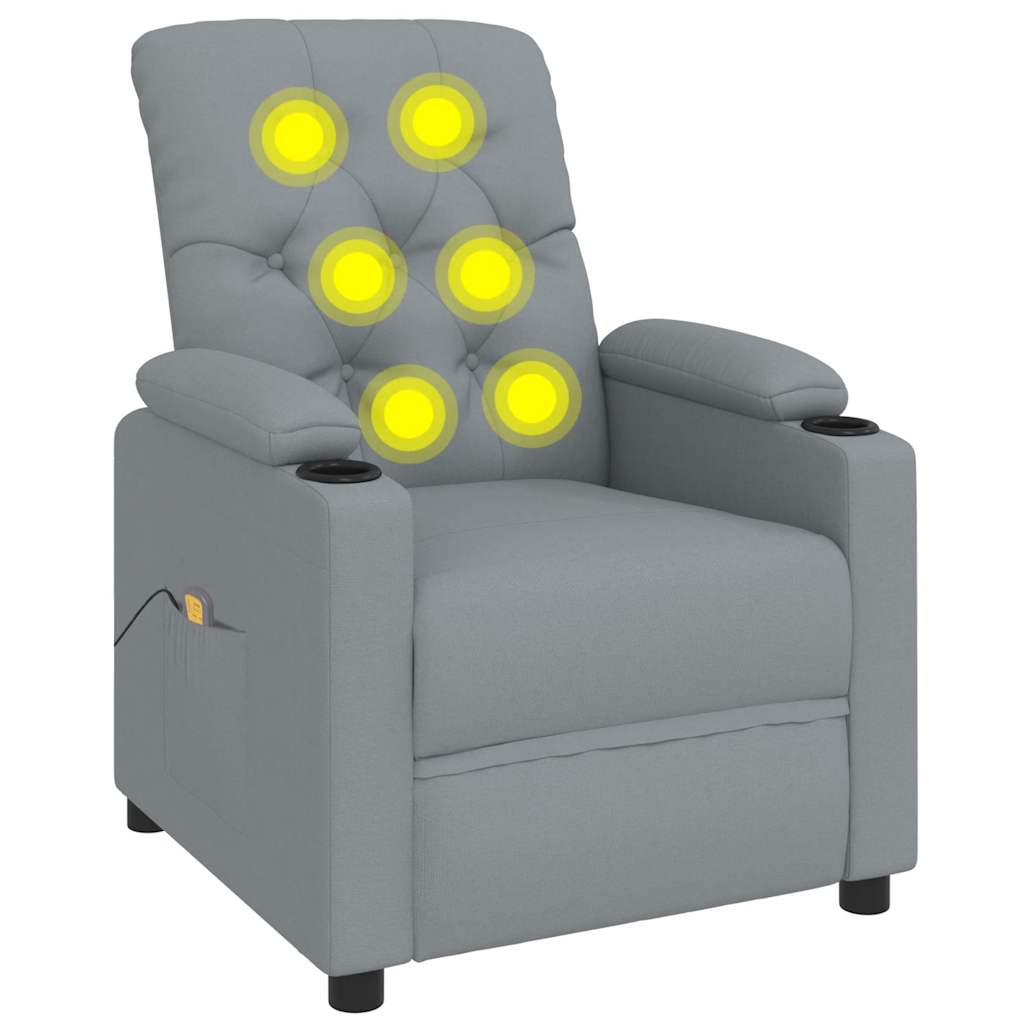 Massage Recliner Chair Light Grey Fabric