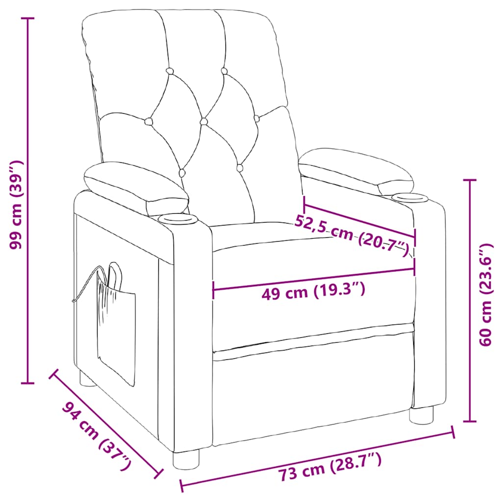 Massage Recliner Chair Light Grey Fabric