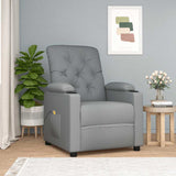 Massage Recliner Chair Light Grey Fabric