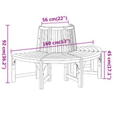 Half Round Tree Bench Ø160 cm Solid Wood Eucalyptus - Rear View