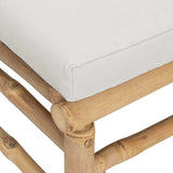 3 Piece Garden Lounge Set with Light Grey Cushions Bamboo - Close-Up Angle