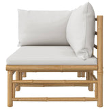 2 Piece Garden Lounge Set with Light Grey Cushions Bamboo - Rear View