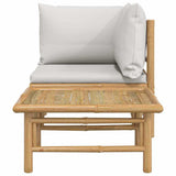 2 Piece Garden Lounge Set with Light Grey Cushions Bamboo - Side View