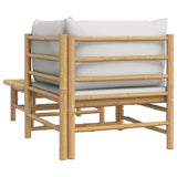 2 Piece Garden Lounge Set with Light Grey Cushions Bamboo - Close-Up Angle