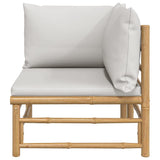 Garden Corner Sofa with Light Grey Cushions Bamboo - Side View