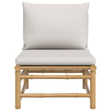 Garden Middle Sofa with Light Grey Cushions Bamboo