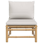 Garden Middle Sofa with Light Grey Cushions Bamboo