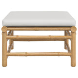 Garden Footstool with Light Grey Cushion Bamboo