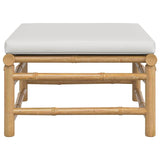 Garden Footstool with Light Grey Cushion Bamboo - Side View