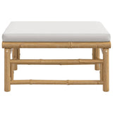 Garden Footstool with Light Grey Cushion Bamboo