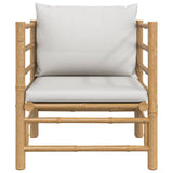 Garden Sofa with Light Grey Cushions Bamboo