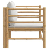 Garden Sofa with Light Grey Cushions Bamboo - Top-Down View