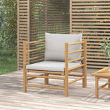 Garden Sofa with Light Grey Cushions Bamboo