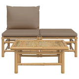3 Piece Garden Lounge Set with Taupe Cushions Bamboo - Side View