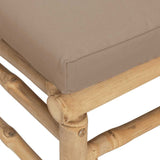 3 Piece Garden Lounge Set with Taupe Cushions Bamboo - Close-Up Angle