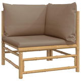 2 Piece Garden Lounge Set with Taupe Cushions Bamboo - Top-Down View
