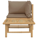 2 Piece Garden Lounge Set with Taupe Cushions Bamboo - Rear View
