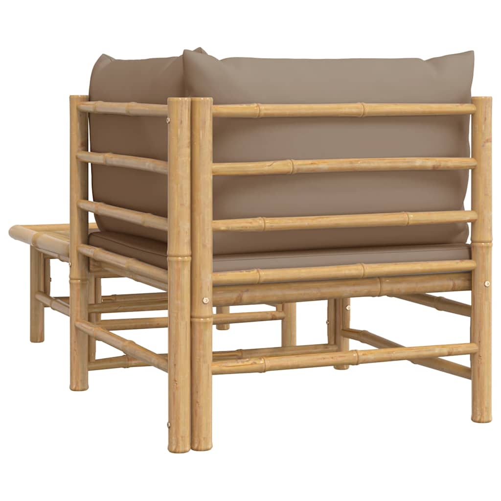 2 Piece Garden Lounge Set with Taupe Cushions Bamboo