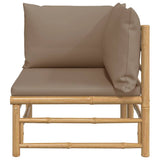 Garden Corner Sofa with Taupe Cushions Bamboo - Side View