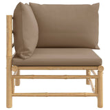 Garden Corner Sofa with Taupe Cushions Bamboo - Top-Down View