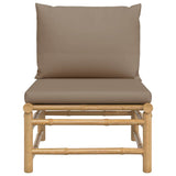 Garden Middle Sofa with Taupe Cushions Bamboo - Side View
