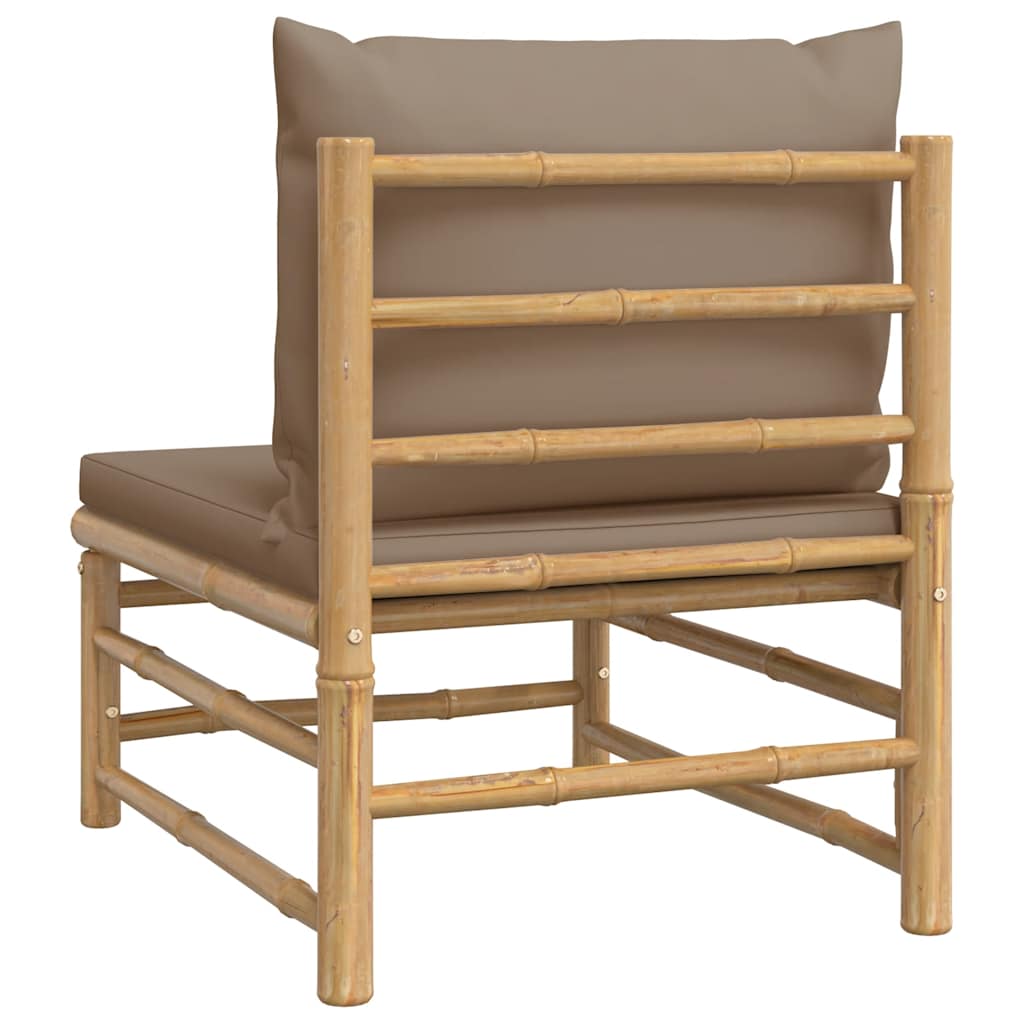 Garden Middle Sofa with Taupe Cushions Bamboo