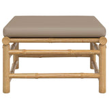 Garden Footstool with Taupe Cushion Bamboo
