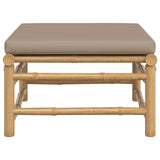 Garden Footstool with Taupe Cushion Bamboo - Side View
