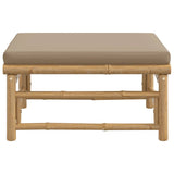 Garden Footstool with Taupe Cushion Bamboo