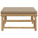 Garden Footstool with Taupe Cushion Bamboo - Top-Down View