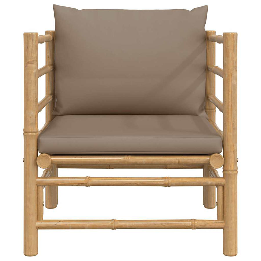Garden Sofa with Taupe Cushions Bamboo
