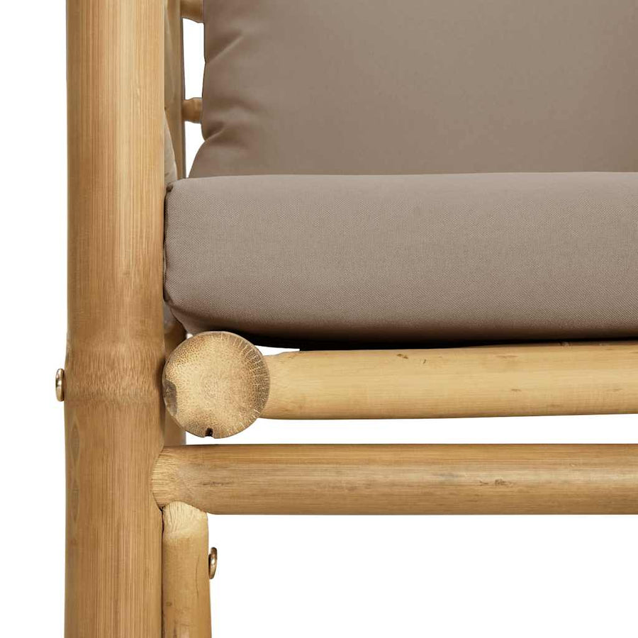 Garden Sofa with Taupe Cushions Bamboo