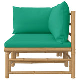 2 Piece Garden Lounge Set with Green Cushions Bamboo - Top-Down View