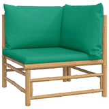 2 Piece Garden Lounge Set with Green Cushions Bamboo - Rear View