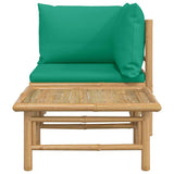 2 Piece Garden Lounge Set with Green Cushions Bamboo - Top-Down View