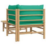 2 Piece Garden Lounge Set with Green Cushions Bamboo - 45-Degree Angle