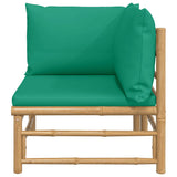 Garden Corner Sofa with Green Cushions Bamboo - Side View
