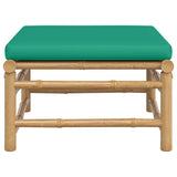 Garden Footstool with Green Cushion Bamboo